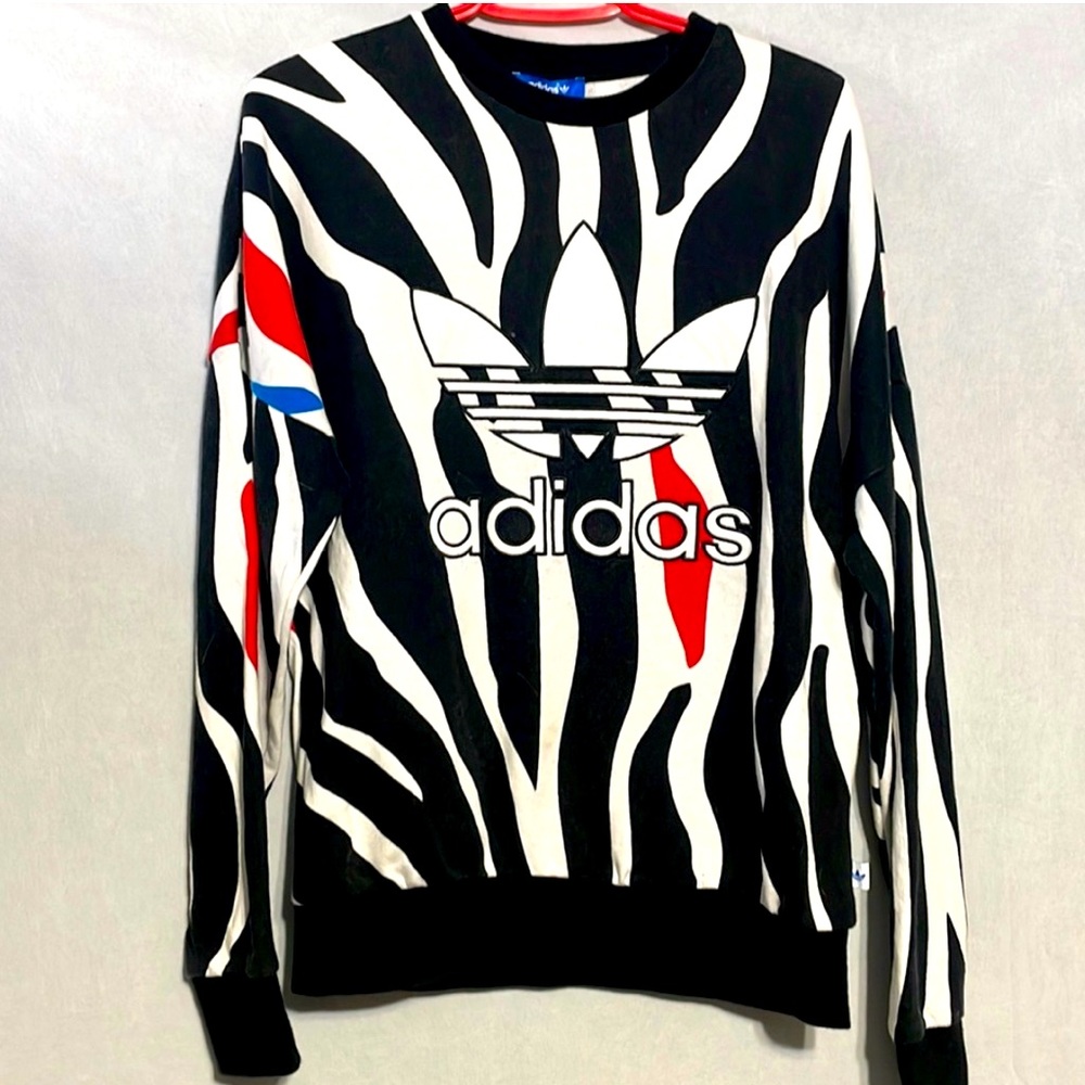 Men's ADIDAS Classic Trefoil Logo Cotton Terry Crew Neck Sweatshirt, Size M